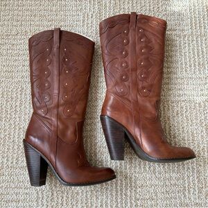 Jessica Simpson Okleann Western Boot in Mahogany Barroso Leather - Size 8